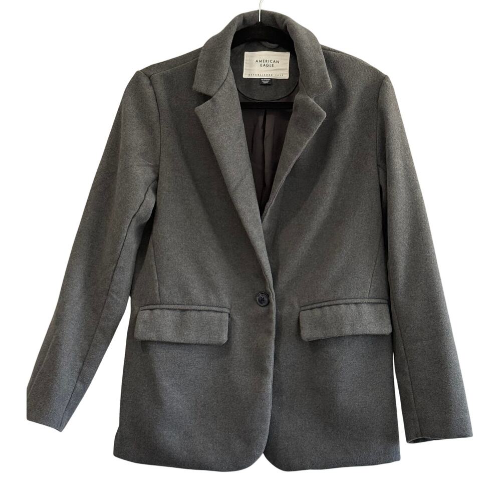 American Eagle Charcoal Knit Blazer Career Office Preppy Academia XS Jacket